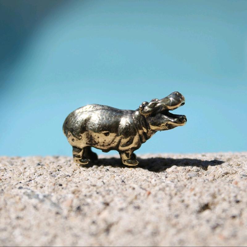 Hippopotamus Miniature Brass Figurine Decor Ornaments