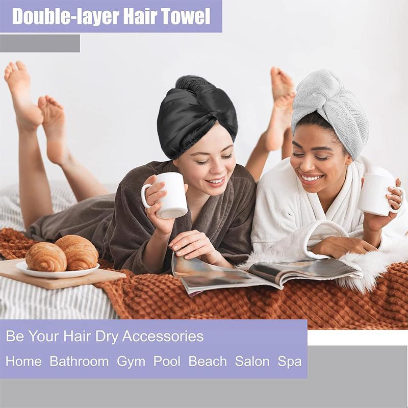 Solid Color Hair Drying Towel, Reusable Water Absorbent Hair Turban Wrap, Hair Drying Towel for Women & Girls