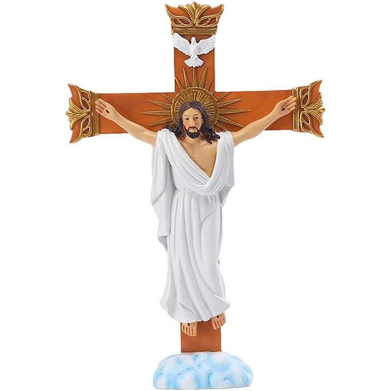 Catholic Crucifix Cross Church Ornaments, for Decorations Home Office Table Resin Jesus Christ Statues and Figurines 7.87Inch