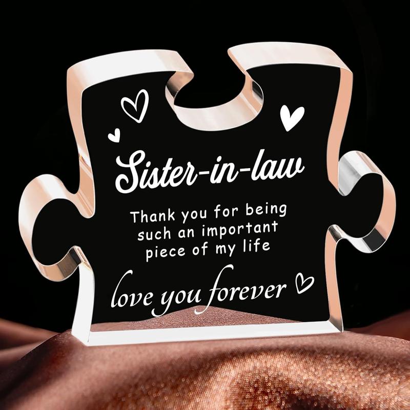 Sister in Law Birthday Gifts - 4.9 x 3.7 inch Engraved Acrylic Block, Sister in Law Gifts, Unique Mothers Day Wedding for Sister in Law, Best Sister in Law Gifts Ideas