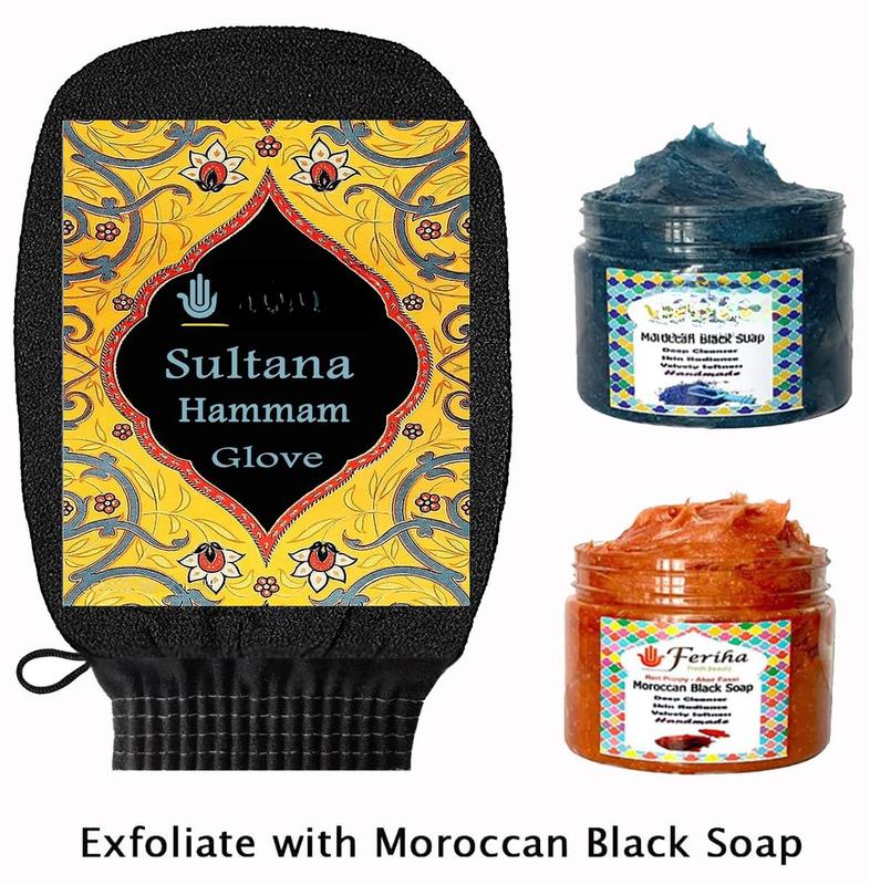 Sultana  Kessa Glove, Heavy  Scrubber. Microdermabrasion Mitt,  , Deep Pore Cleansing & Spray Tan Remover, Medium Rough, Long Lasting,  Morocco