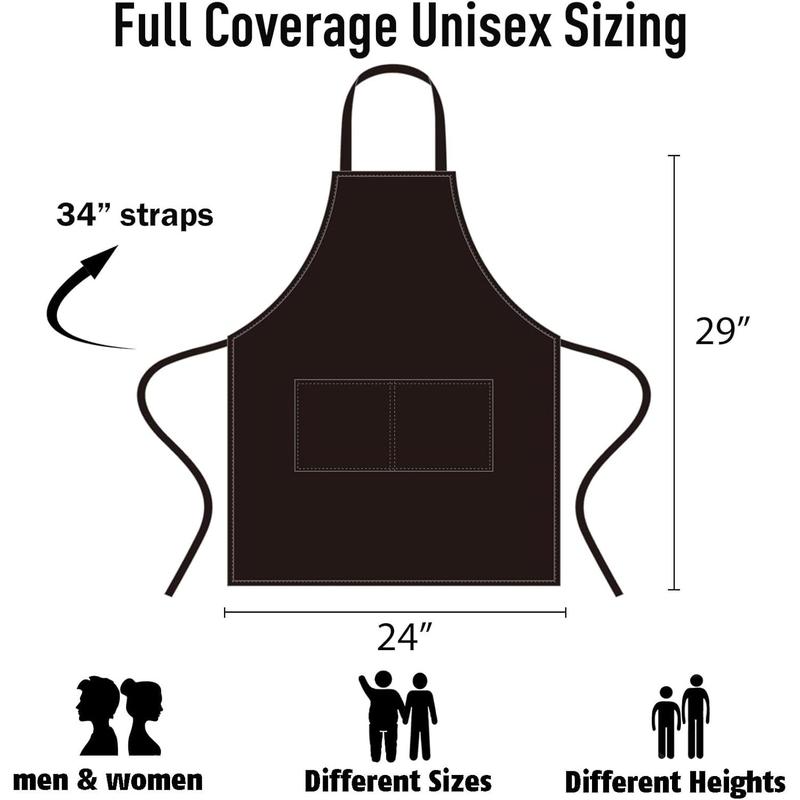 12 Pack Bib Apron - Unisex Black Apron Bulk with 2 Roomy Pockets Machine Washable for Kitchen Crafting BBQ Drawing