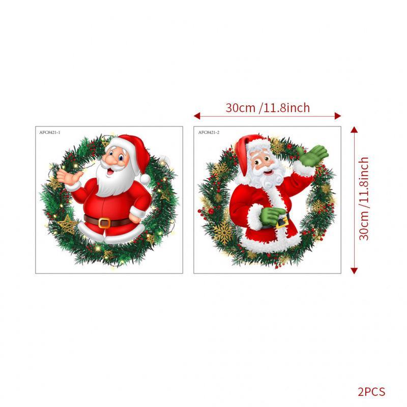 Cartoon Santa Claus Pattern Window Sticker, 2 Counts set Self Adhesive Wall Decal, Decorative Sticker for Home Living Room Bedroom