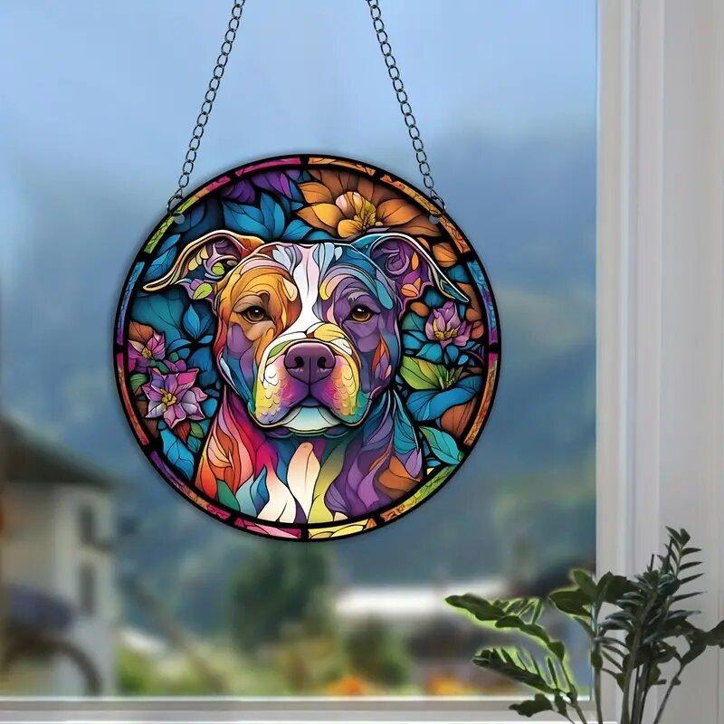 Dog Pattern Acrylic Hanging Ornament, Colorful Exquisite Hanging Decor, Window Hanging Decor, Home Decor for Living Room Bedroom