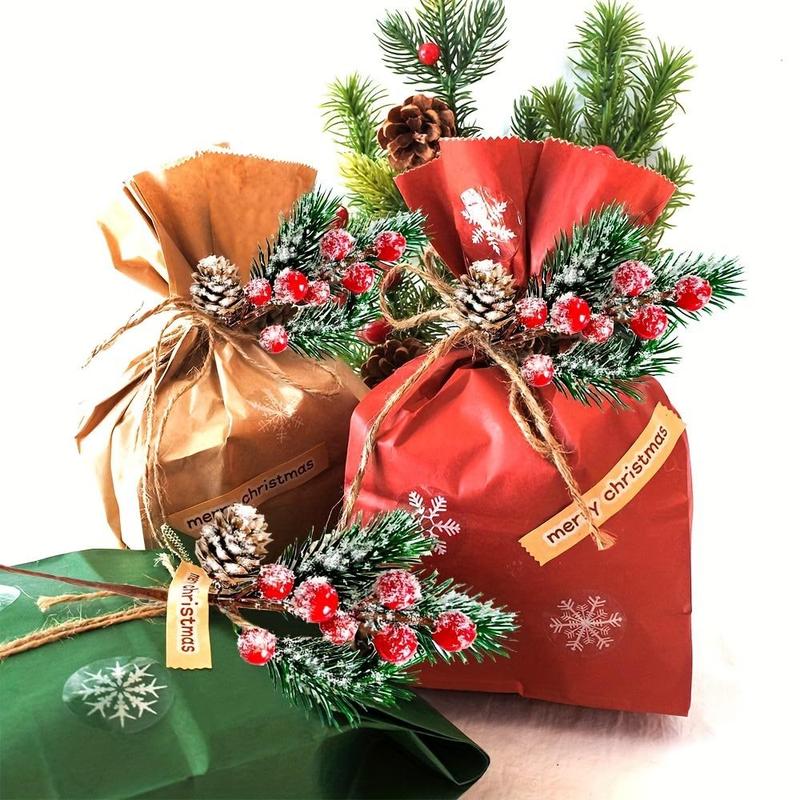 Artificial Pine Needle Branches with Berry, 3 Counts set Lifelike Christmas Decorations, Suitable for Indoor and Outdoor Use