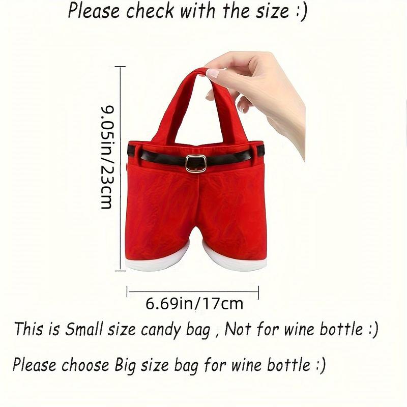 Christmas Candy Bag, 6 Counts set Santa Pants Design Candy Bag with Handle, Gift Bag for Christmas Party, Festive & Party Supplies