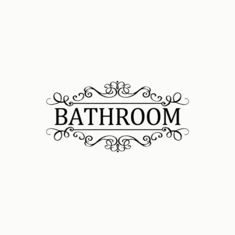 Bathroom Letter Pattern Wall Sticker, Self Adhesive Removable Wall Decal, Decorative Sticker for Home Living Room Bathroom Room Decor