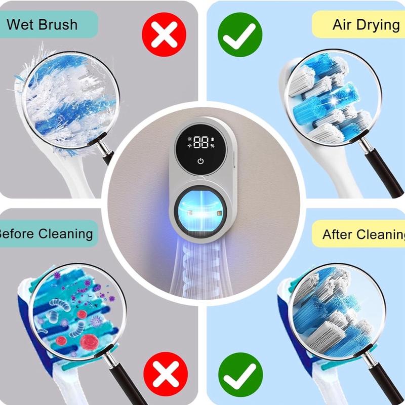 LED Smart Screen, Rechargeable Wall Mount Toothbrush Holder, Daily Toothbrush Cleaner - Handle Waterproof Sensitive Lightweight Ultrasonic