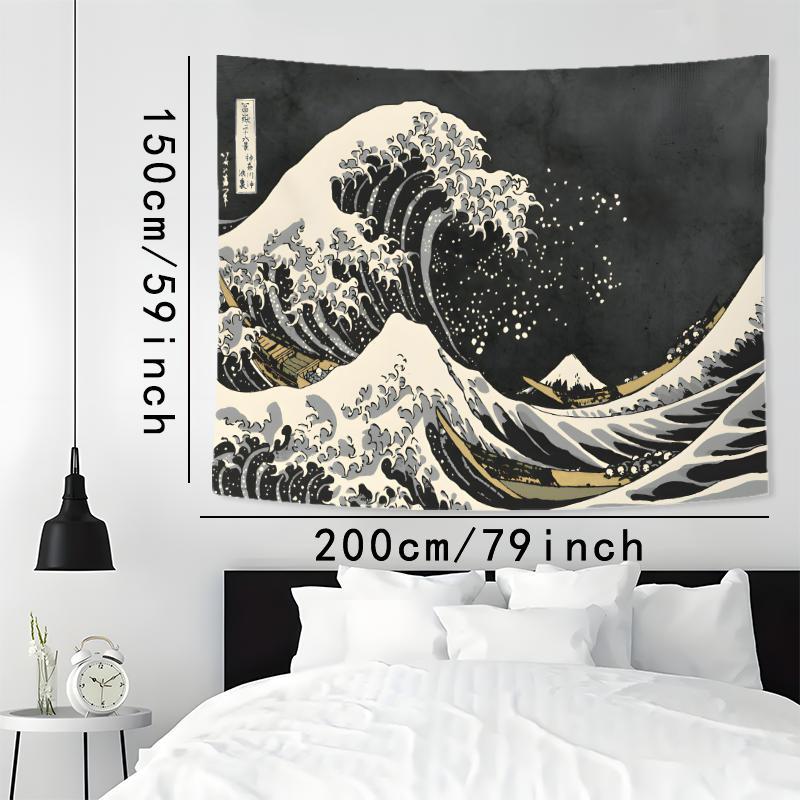 Wave Pattern Tapestry, 1 Count Aesthetic Wall Hanging Decor, Wall Art for Home Living Room Bedroom Study Room Office Dormitory