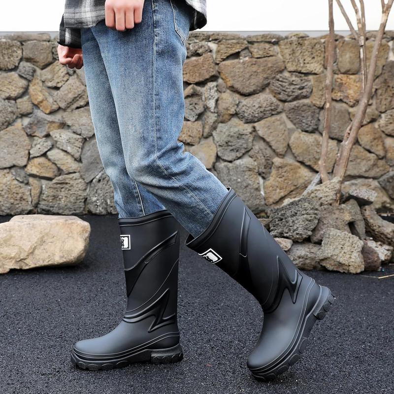 Rain Boots For Men Waterproof Pvc Rubber Boots Anti-Slip Durable Fishing Boots Comfort Lightweight Mens Rain Boots For Camping Garden Boots