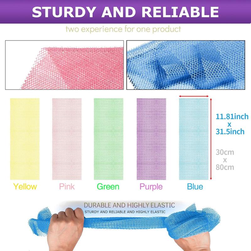 5 Pieces Exfoliating Washcloth African Net Sponge Japanese Wash Cloth Shower Towel Face Exfoliating Sponge Loofah Exfoliating Body Scrubber