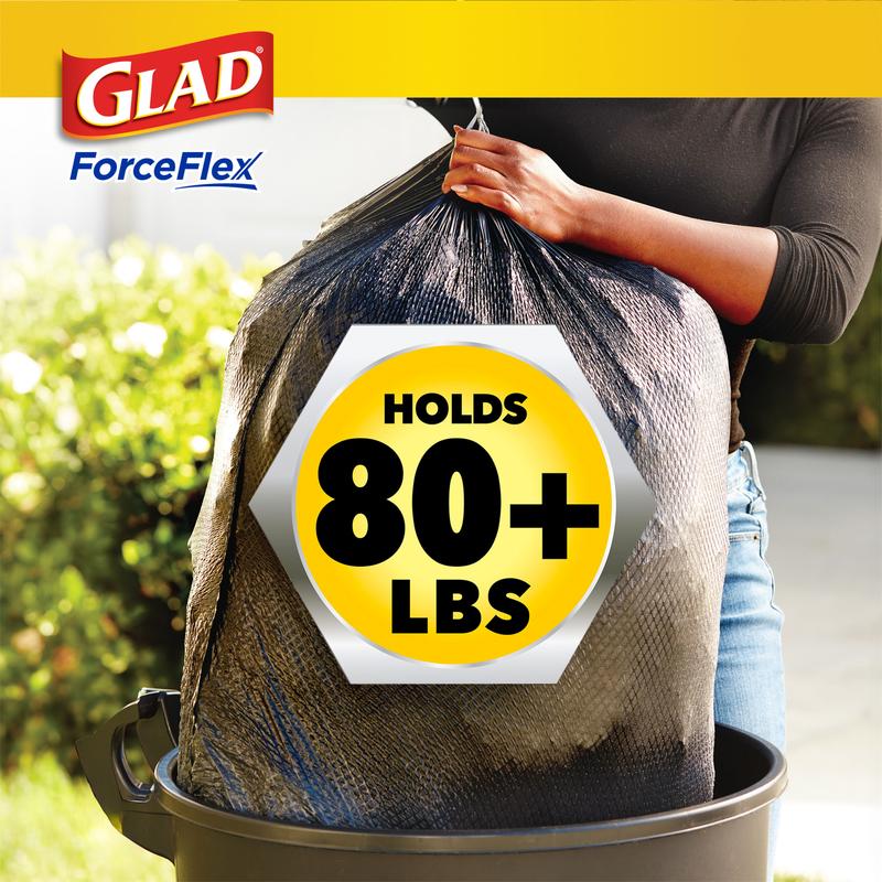 Glad ForceFlex 30 Gallon Large Trash Bags, Unscented, 40 Bags