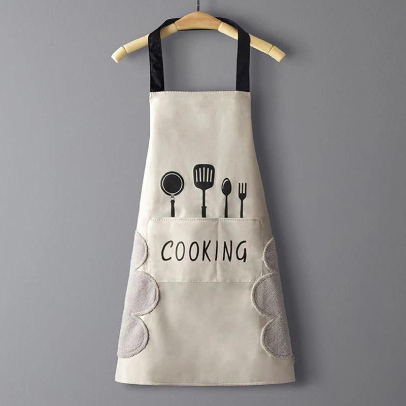 Kitchen Household Waterproof and Oil-proof Men and Women New Apron Floral Adjustable