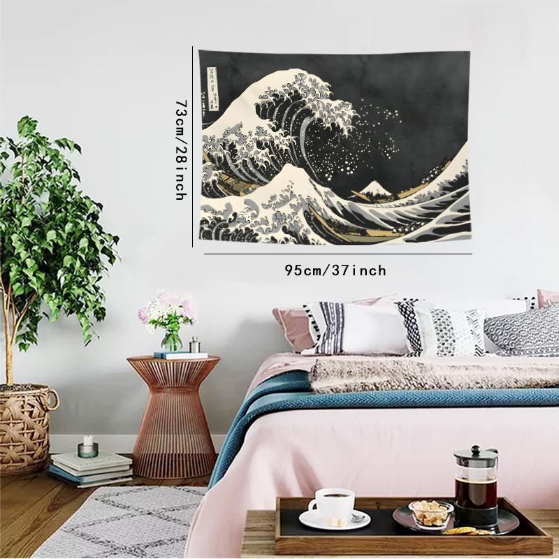 Wave Pattern Tapestry, 1 Count Aesthetic Wall Hanging Decor, Wall Art for Home Living Room Bedroom Study Room Office Dormitory