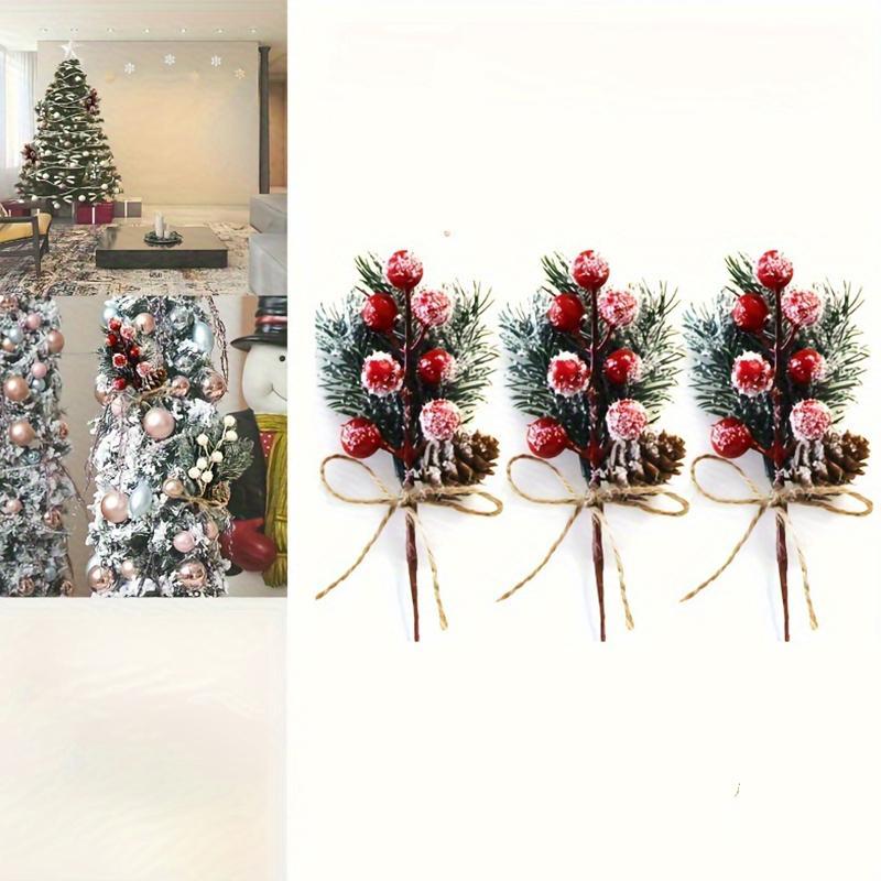 Artificial Pine Needle Branches with Berry, 3 Counts set Lifelike Christmas Decorations, Suitable for Indoor and Outdoor Use