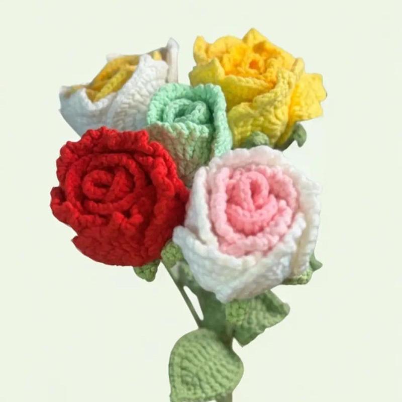 Handmade crocheted roses (vase not included), gift for friends, home decoration, centerpiece, room decor, flowers for any occasions Decorative artificial flowers Fruit Plants Ornaments Ornaments