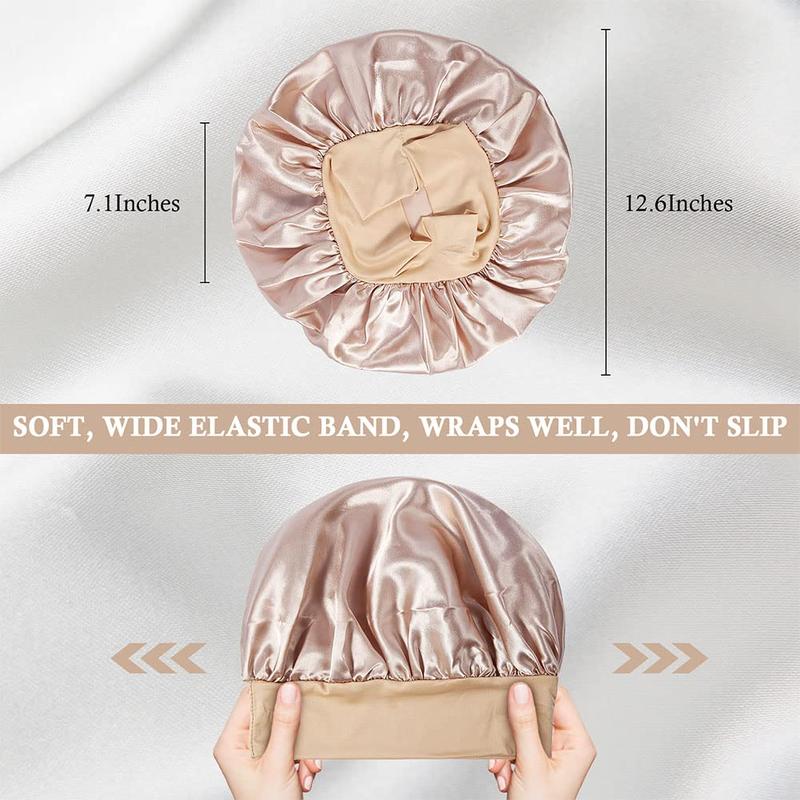 3 Packs Silk Bonnet for Sleeping Women, Satin Hair Bonnets, Soft Elastic Band or With Tie Band Silk Sleep Cap, Hair Wrap for Women