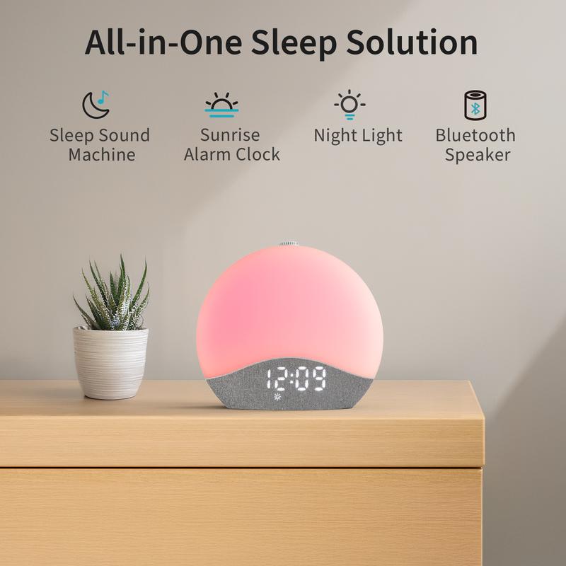 Sunrise Alarm Clock Sound Machine, 26 Soothing Sounds, White Noise Machine, Wake Up Light, Sleep Sound Machines for Bedroom, Heavy Sleeper, Adults, Kids