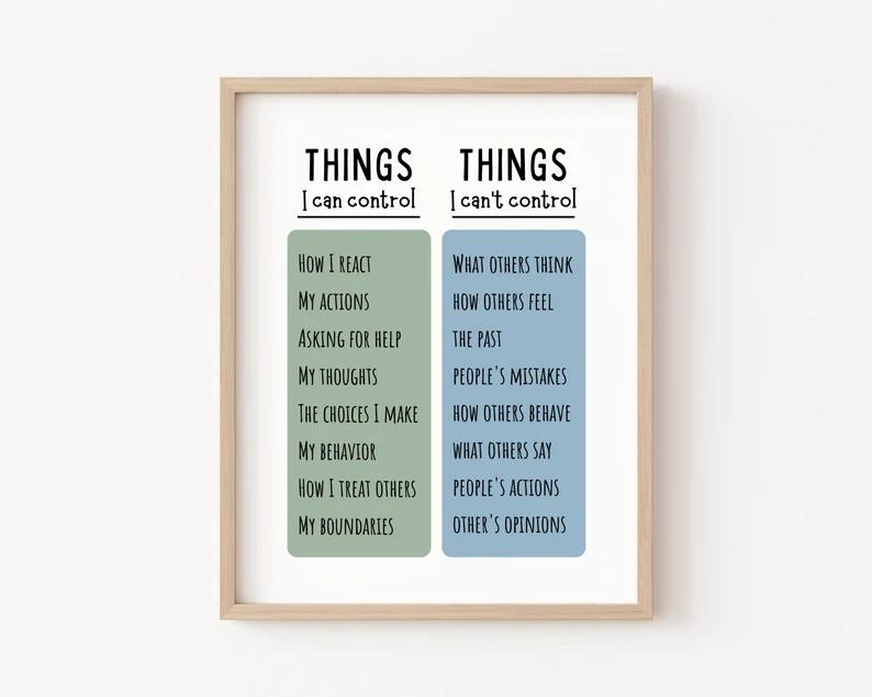 Things I Can Control Poster Therapy Office Decor Calm Down Corner School Counselor Mental Health Classroom Poster Anxiety What I Can Contro