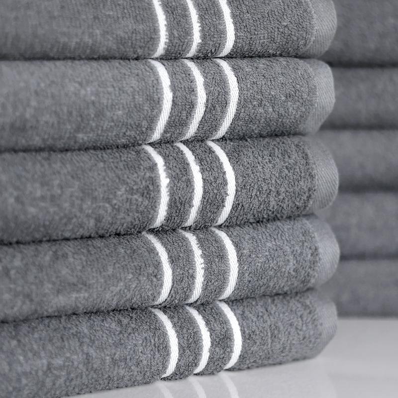 Mainstays Soft & Plush Touch 24 Piece Cotton-Recycled Polyester Bath Towel Set, Grey