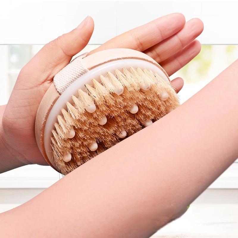 2 in 1 Wooden Body Brush, 1 Count Dead Skin Remover, Exfoliating Massage Brush for Home Bathroom, Bathing Accessories