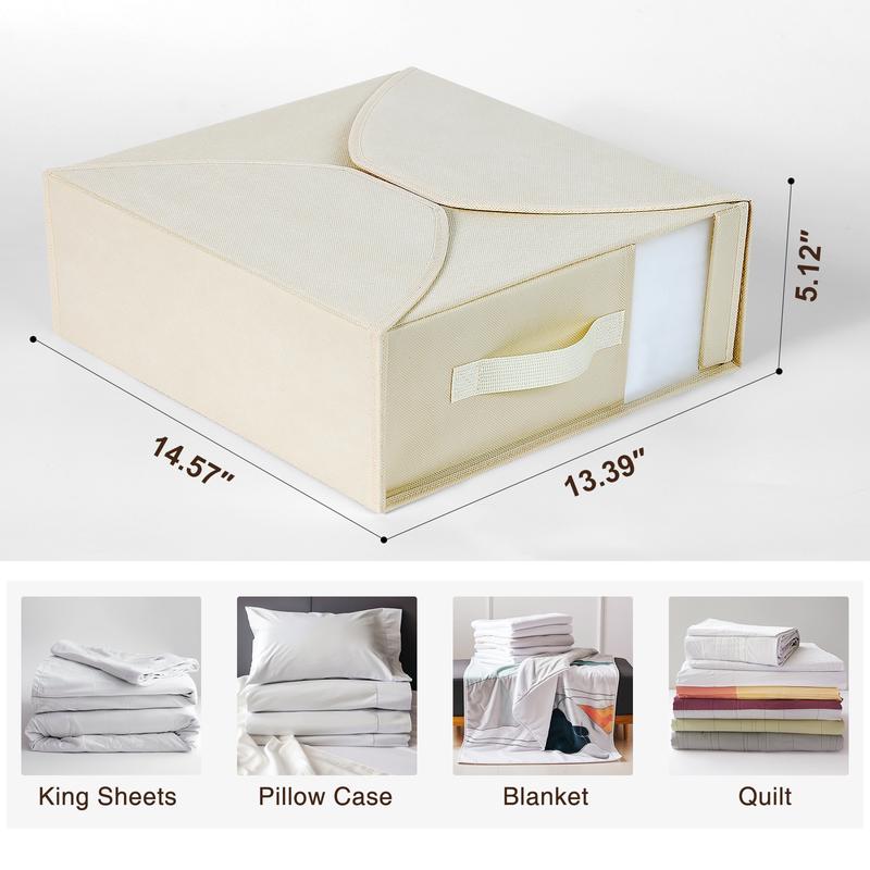 6 8 Pack DIMJ Bed Sheet Organizers and Storage , Linen Closet Organizers and Storage Foldable Bedding Organizer Storage