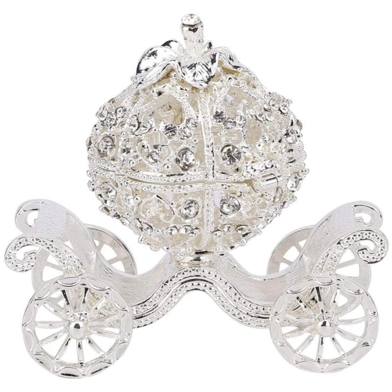 Rhinestone Crystal Pumpkin Carriage Trinket Box, 1 Count Creative Desktop Jewelry Box, Jewelry Display Holder, Jewelry Organizer for Home Bedroom Dormitory