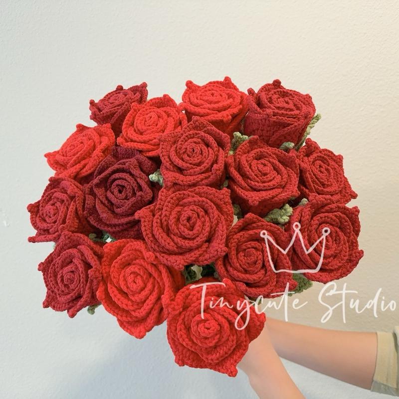 Crochet handmade Roses  knit Rose Roses  Lily of the valley   Lavenders- Plants  Decorative  Gifts   Easter  Holidays   Birthday gift Handmade  romantic  Crochet bouquet  forever flower  Marriage Proposal gift Graduation gift  handmade flower