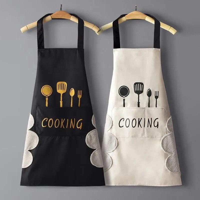 Kitchen Household Waterproof and Oil-proof Men and Women New Apron Floral Adjustable