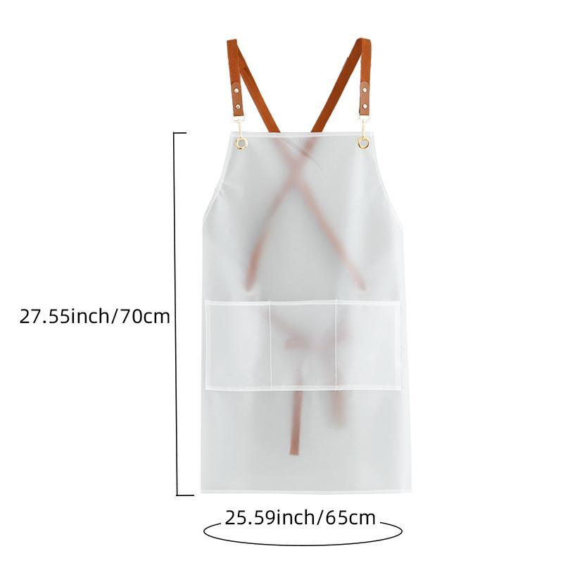 Waterproof Apron, 1 Count Transparent Kitchen Apron For Women, Oil-proof Apron With Pocket For Home Kitchen