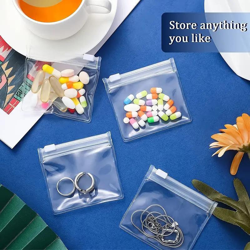 Clear Zipper Pill Storage Bag with Labels, 29pcs set Pill Organizer with Storage Bag, Jewelry Organizer, Small Item Storage Bag, Travel Storage Bag