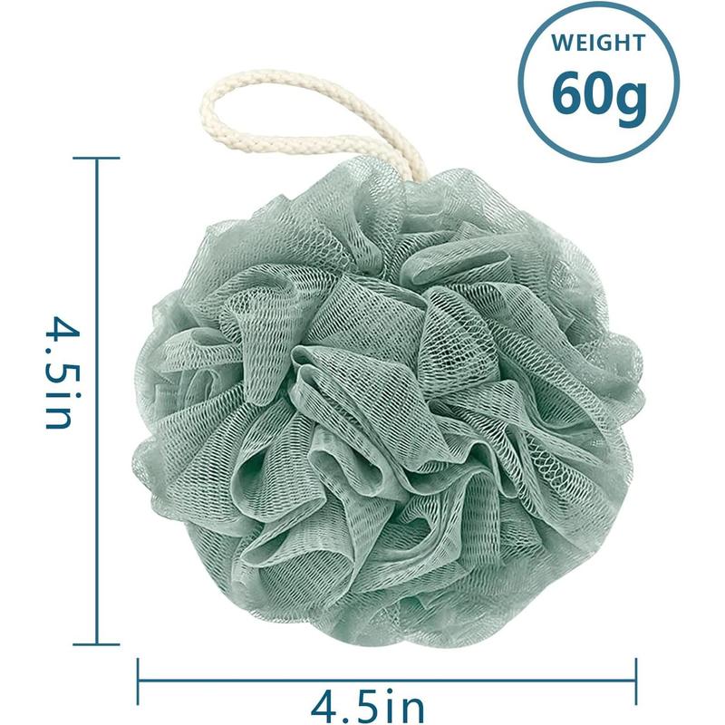 Bath Loofah Sponge, 60G Shower Loofah Exfoliating Body Scrubber Sponge, 4 Count Bath Mesh Pouf Ball for Women and Men (Light Color)