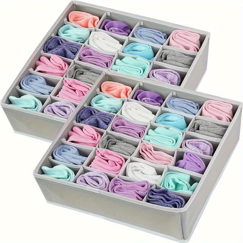 24 Grid Socks Storage Box, 1 Count Foldable Socks & Underwear Storage Box, Socks Storage Organizer, Home Organizer for Bedroom, Closet, Drawer