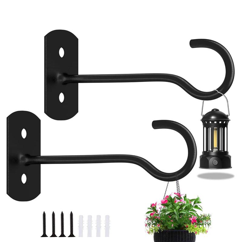 Wall Mounted Plant Hook, 2 Counts Indoor Outdoor Plant Hanging Bracket with Mounting Kit for Bird Feeder, Flower Basket, Lantern, Wind Chime