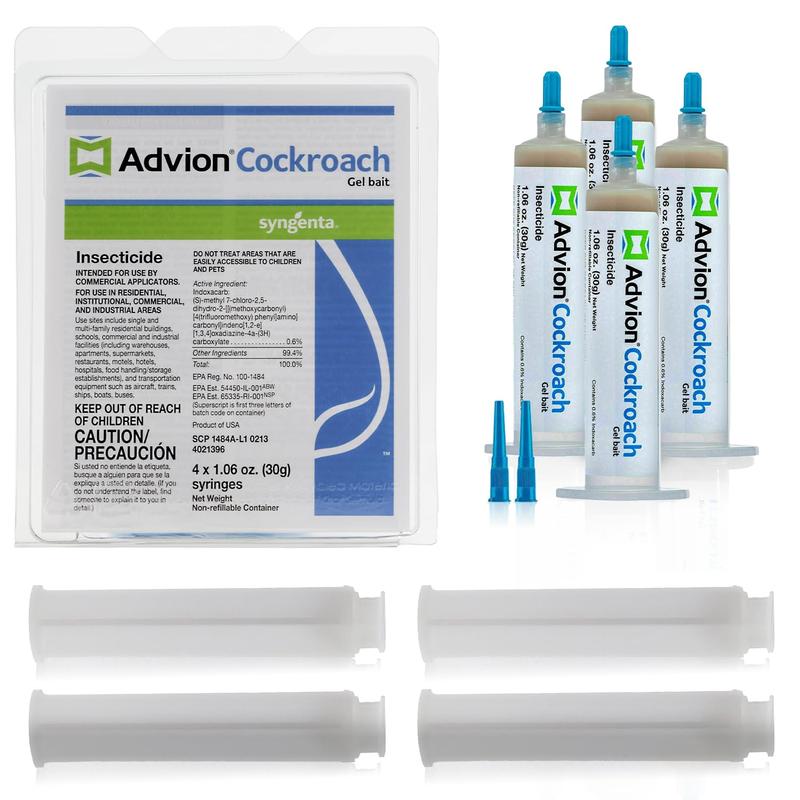 Advion Cockroach Gel Bait, 4 Tubes x 30-Grams, 4 Plunger and 4 Tips, German Roach Insect Pest Control, Indoor and Outdoor Use, Roach Killer Gel for American, German and Other Major Cockroach Species