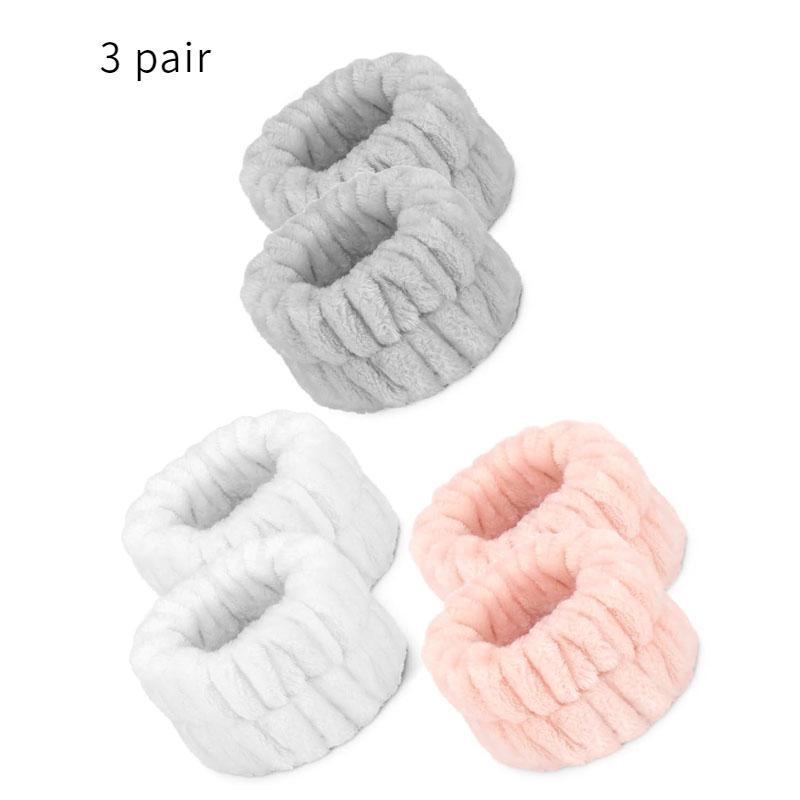 Solid Color Face Washing Wristband, 3 Pairs Soft Absorbent Face Washing Wristband, Wrist Towel for Indoor & Outdoor