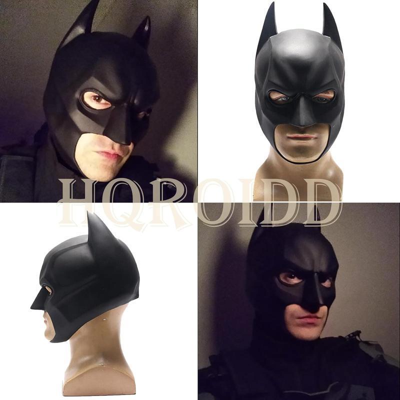 Men's Super Hero Bat Mask Knight Full Head  Latex Black Headgear Halloween Costume Accessory Masque Role Play Props