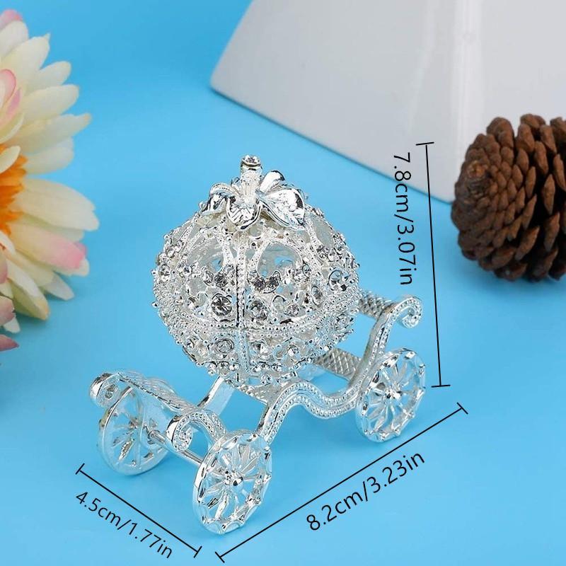 Rhinestone Crystal Pumpkin Carriage Trinket Box, 1 Count Creative Desktop Jewelry Box, Jewelry Display Holder, Jewelry Organizer for Home Bedroom Dormitory