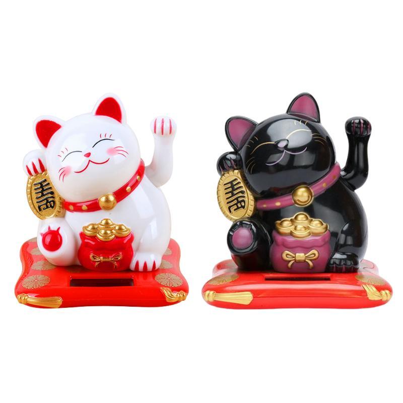 Cute Cat Design Fortune Cat Ornament, 2 Counts set Chinese New Year Good Luck Cat Ornament, Desktop Decoration for Home Office