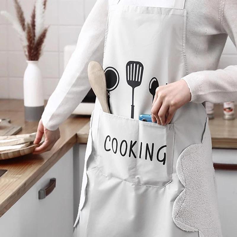 Kitchen Household Waterproof and Oil-proof Men and Women New Apron Floral Adjustable