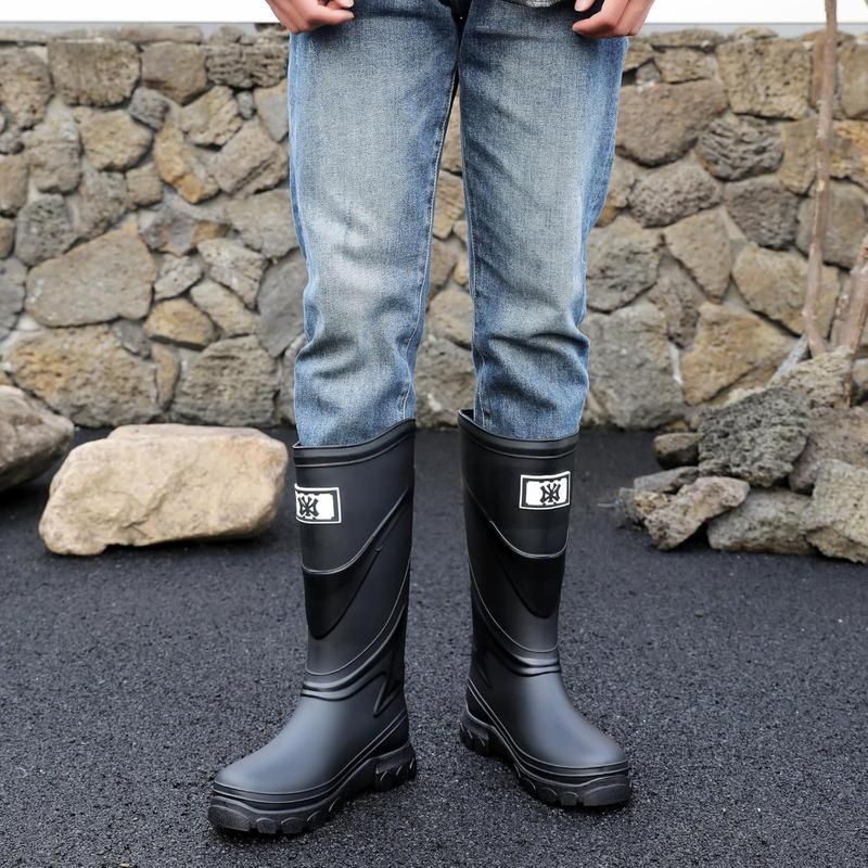 Rain Boots For Men Waterproof Pvc Rubber Boots Anti-Slip Durable Fishing Boots Comfort Lightweight Mens Rain Boots For Camping Garden Boots