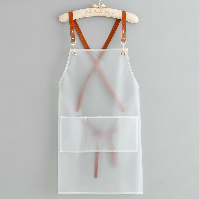 Waterproof Apron, 1 Count Transparent Kitchen Apron For Women, Oil-proof Apron With Pocket For Home Kitchen