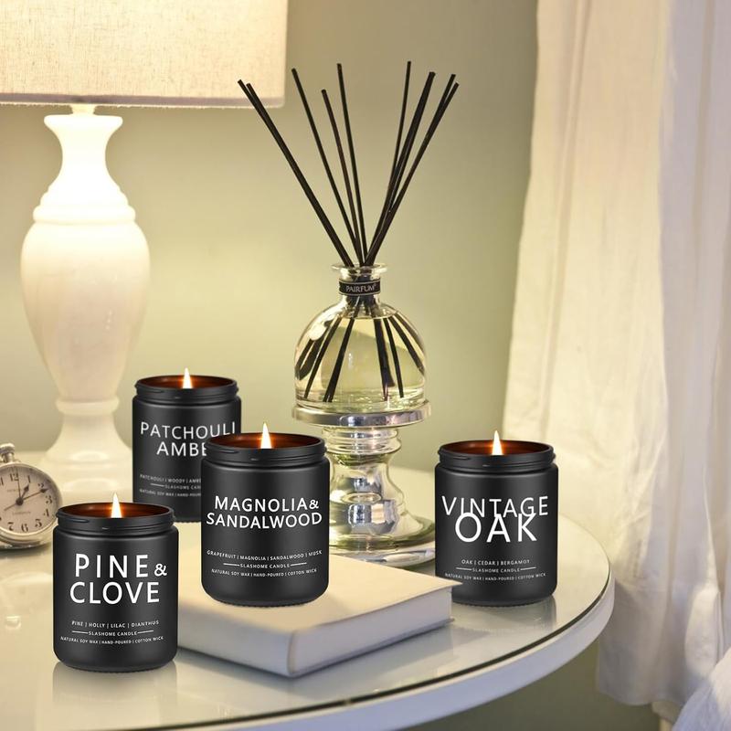 Scented Candles for Men - 4 Pack Scented Candles Gifts for Men, Dad, Boyfriend - 50 Hours Long Burning Soy Candles for Home Scented