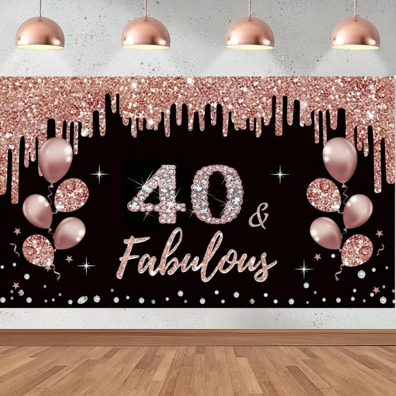 40th Birthday Decoration Banner, 1 Count 40th Birthday Background Photo Booth, Birthday Themed Party Supplies, Party Activities Supplies