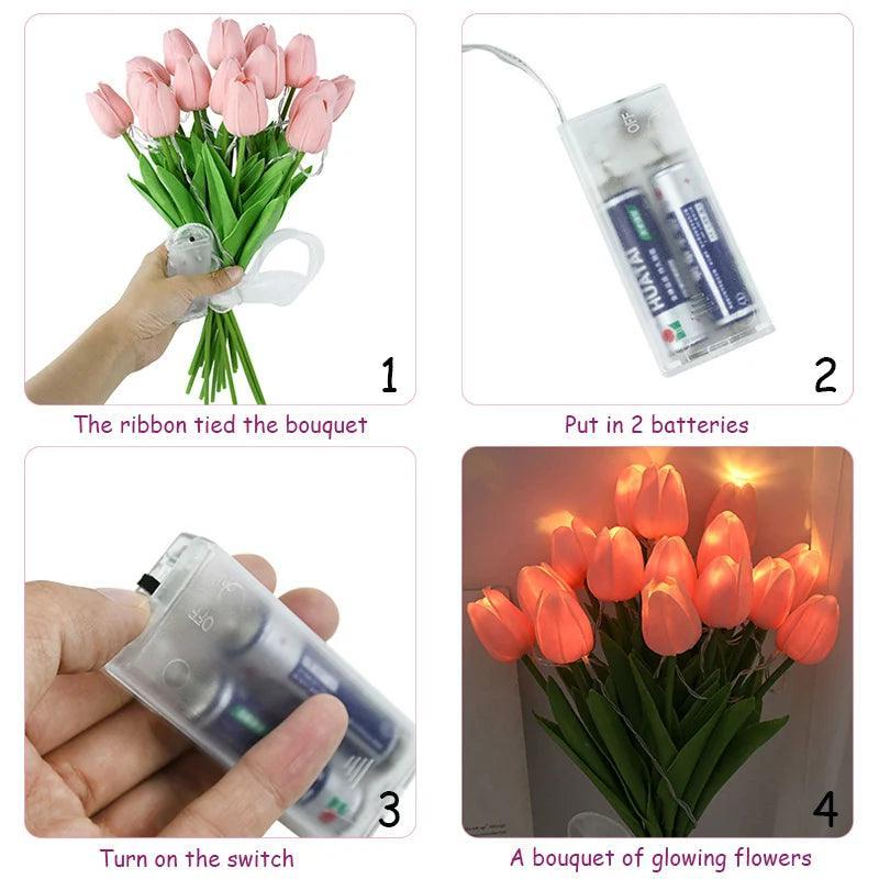 LED Tulips Flower Bouquet Decorative