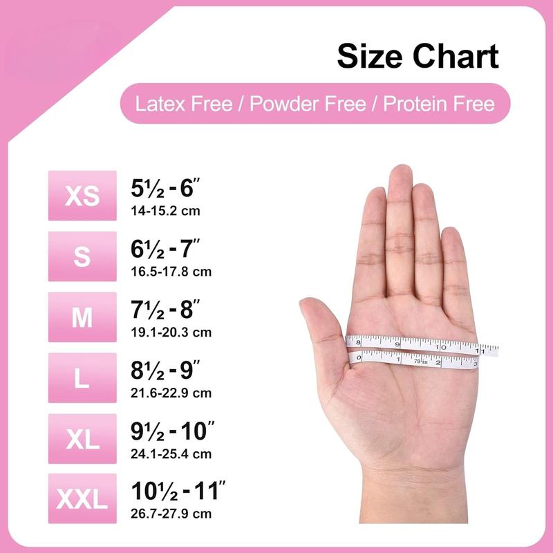 100PCS Pink Nitrile Gloves - Powder-Free, Latex-Free, Disposable, and Gentle on Hands - Ideal for Home Kitchen Cleaning, Food Handling, and General Purpose Use