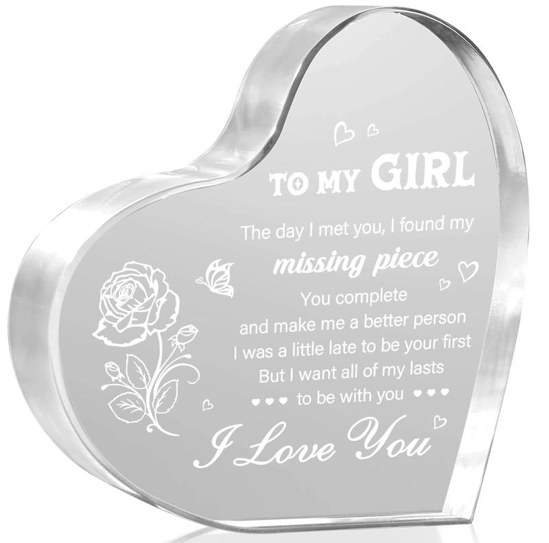 Gifts To My Girl, for Girlfriend Birthday Anniversary Valentines Day Gifts for Her, I Love You Acrylic Heart, Romantic Christmas Gifts for Girlfriend Women Gf Wife, Best Girlfriend Gift Ideas