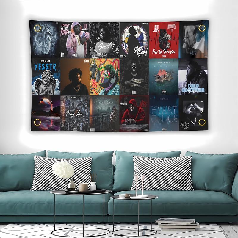 New Rod Wave collage Tapestry 3x5 Feet Flag Banner for Bedroom Wall Hanging College Decor Indoor Outdoor Poster Decoration Print Gift Lightweight