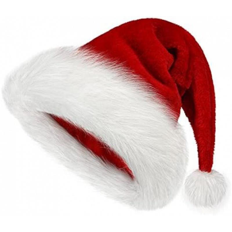 Christmas Hat, Santa Hat Holiday for Adults Unisex Velvet Comfort Extra Thicken Fur Xmas Hat for New Year Festive Party