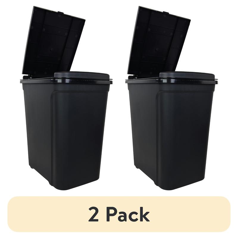 Mainstays 7.6 Gallon Kitchen Trashcan, Plastic Touch Top Lid Trashcan, Black, Size: 14.17